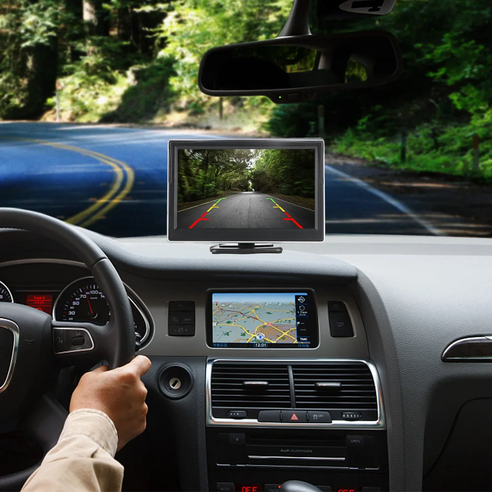 

Car Reversing Rearview Backup Camera Rubber Cup + Bracket Car Parking Assistance Rear View Monitor Waterproof 5 Inch
