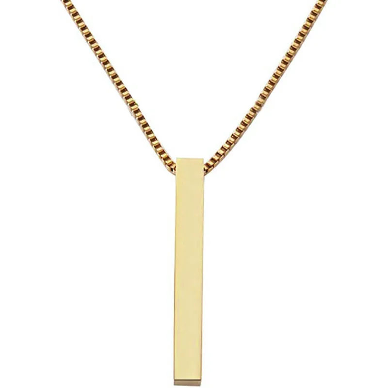 

Cross-border new stainless steel hip-hop necklace men's cold wind rectangular three-dimensional necklace couple pendant jewelry