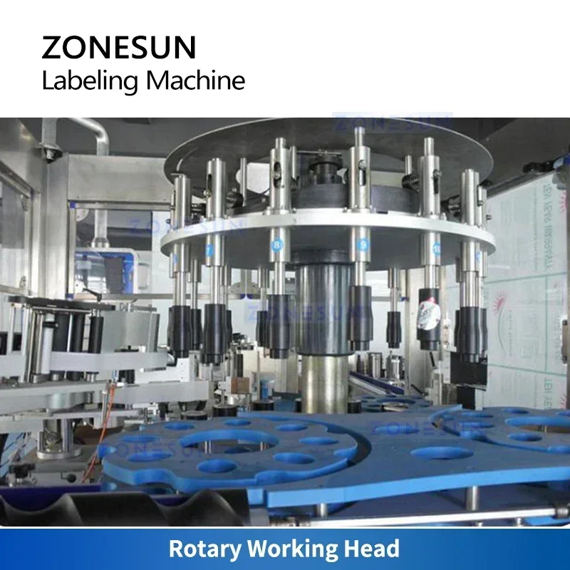 ZONESUN ZS-CYGDP6 Etichettatrice automatica per bottiglie rotonde con ruota a stella per etichette di acqua minerale e bevande
