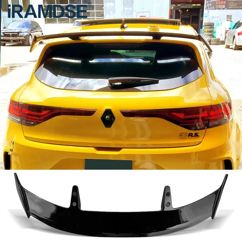 Spoiler Universal Carbon Surface ABS Material Car Rear Trunk Spoiler For RENAULT MEGANE 4 Hatchback 2016 - 2020