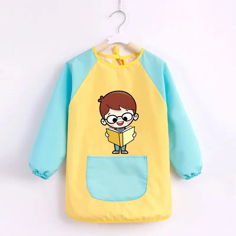 Custom Aprons for Kids Waterproof Long Sleeve Art Painting Smocks with Hood and Pockets for Kindergarten Boys and Girls