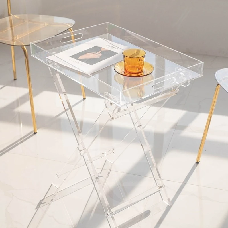 Transparent acrylic coffee table floating window sill side tatami small tea simple creative folding portable rainbow