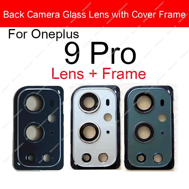 Back Camera Glass Lens With Frame For Oneplus 1+ 8 9 8Pro 9Pro 8T 9R Rear Camera Glass Lens with Sticker Repair Replacement Part