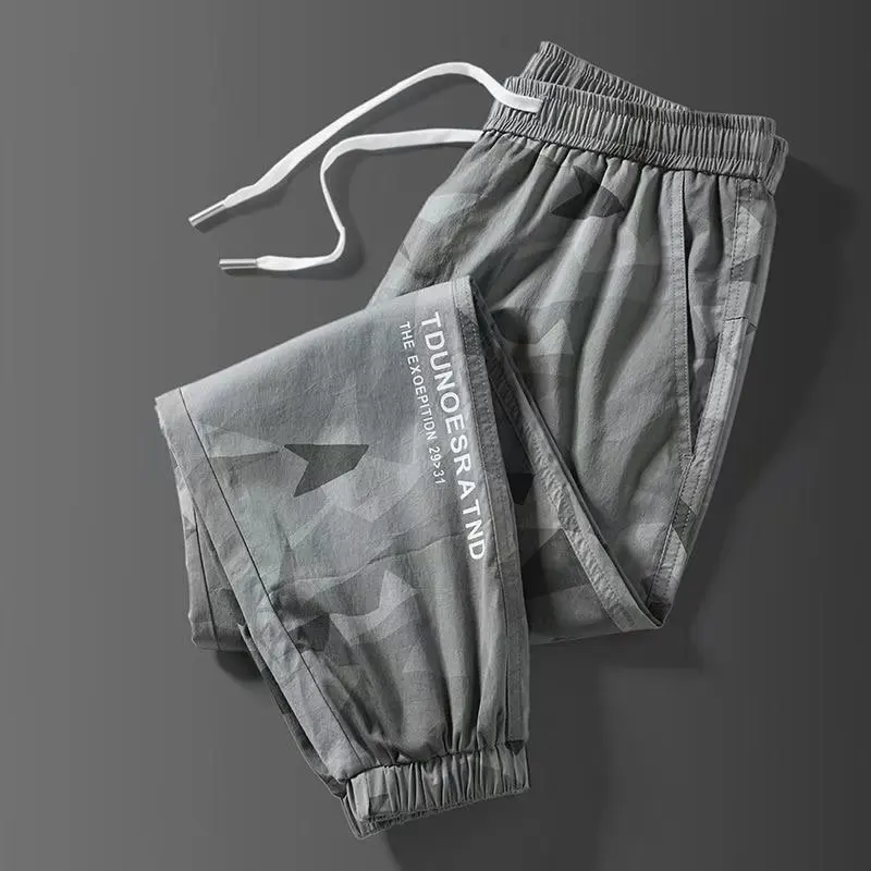 

Women's Summer Ice Silk Loose Fit Ultra-Thin Sports Pants Quick-Drying Korean Style Casual Harajuku Long Pants