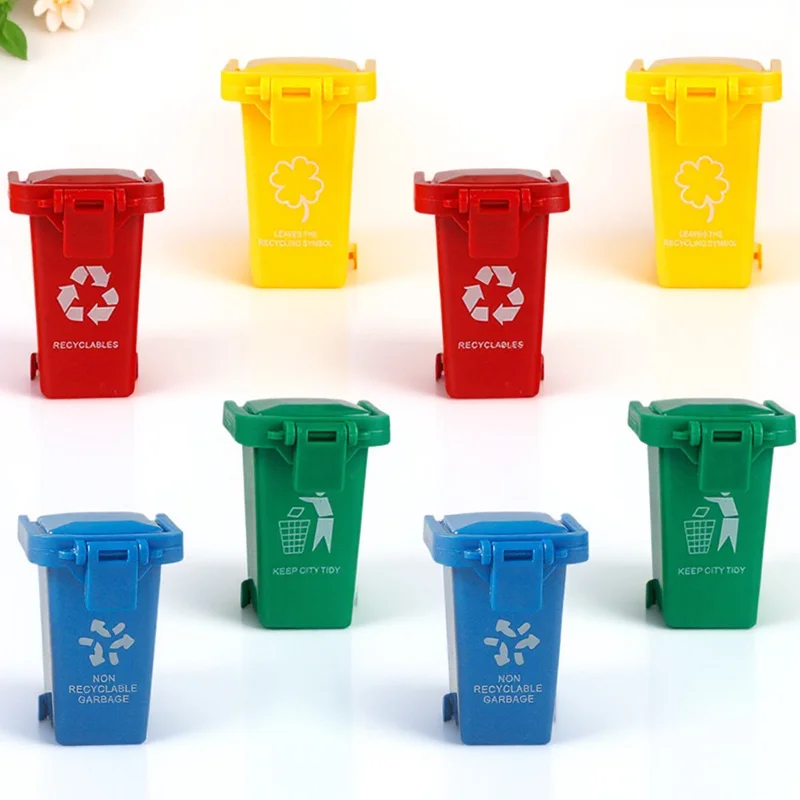

8Pcs Push Garbage Can for Kids Durable Safe Good Workmanship Multiple Colors Educational Playtime Parentchild Interaction Mini