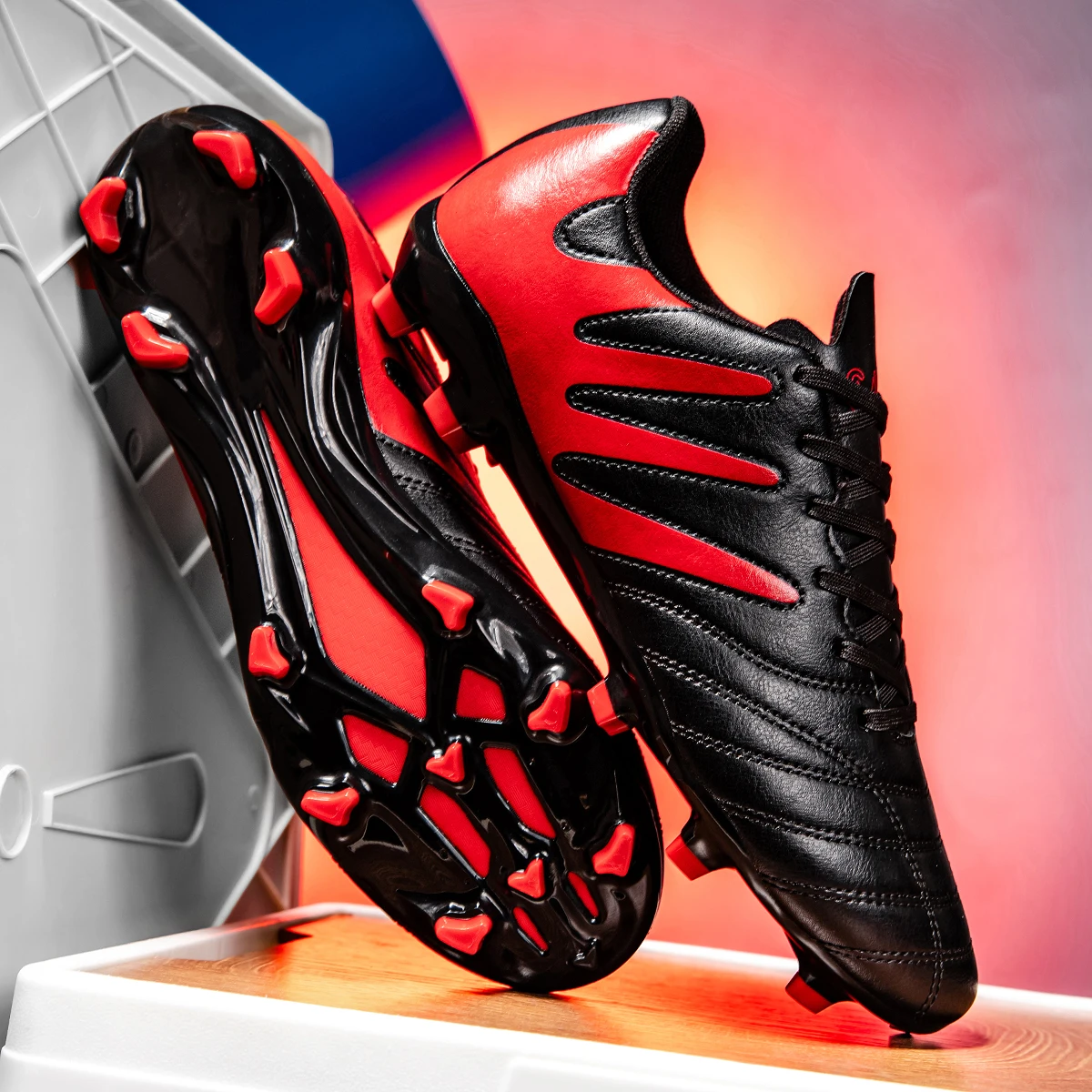 

Field AG/FG Soccer cleats，TPU Non-slip Long Studs Sole，PU Breathable Fabric Upper，Stable Durable for Daily Training