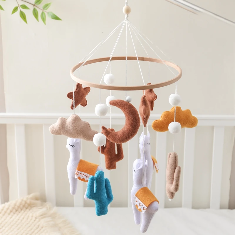 

Crib Mobile Bed Bell Rattle Toys Soft Felt Alpaca Shape Pendant Pendant Newborn Music Crib Holder Bracket Crib Bracket Baby Gift