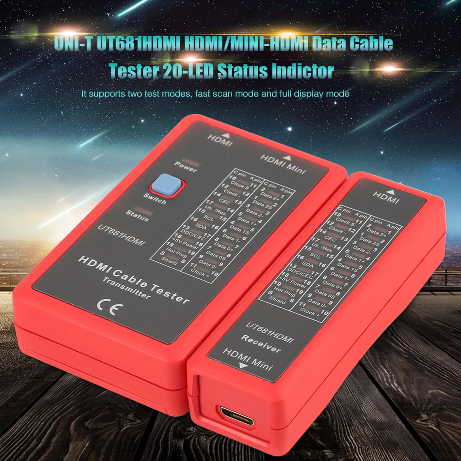 Cable Tester HDMI Cable Tester UT681HDMI Tester MINI-HDMI Tester UT681HDMI HDmi MINIHDMI Data Cable Tester 20LED Status Indictor