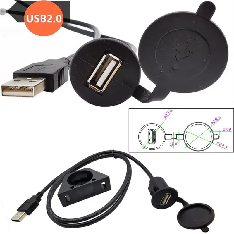 1m 2m Panel Bracket Cable USB3.0/2.0 Version for Dashboard Cables for Products Such As Buses, Trucks, Boats, Motorcycles, Etc