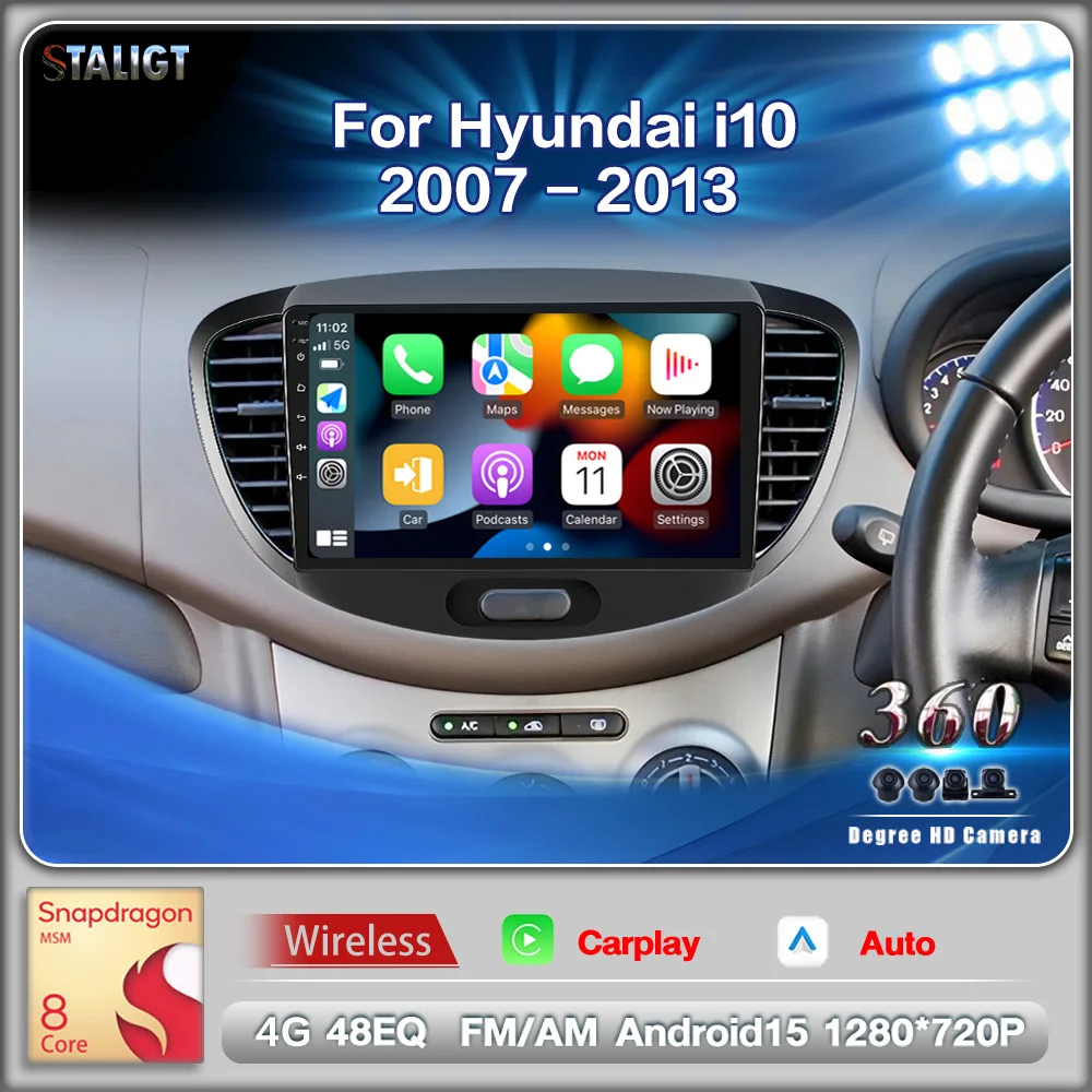 

2Din Android Bluetooth wifi gps Car Radio For Hyundai i10 2007 2008 2009 2010-2013 Multimedia Player Automotive Car Audio Player