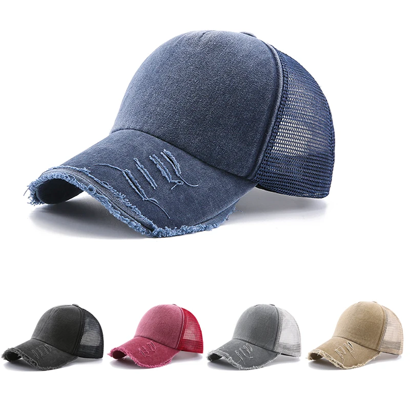 Summer Mesh Baseball Cap Outdoor Breathable Sun Hats For Women Men Washed Cotton Snapback Fashion Casual Hip Hop Caps