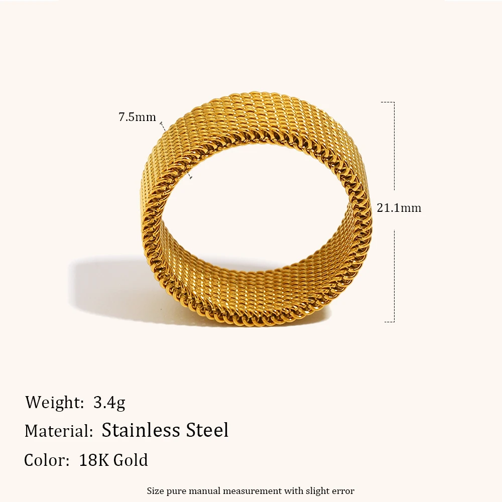 لا. Muses سلسلة كلاسيكية مضفرة من الفولاذ المقاوم للصدأ للنساء خاتم PVD مطلي بالذهب إكسسوارات مجوهرات عصرية بسيطة #4