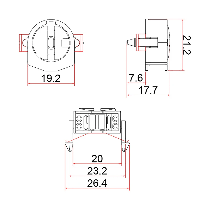 1pc led acessórios de tubo de luz fluorescente t5 suporte de luz fluorescente não desmontado resistente ao calor soquete de lâmpada c10 ac 500v 2a