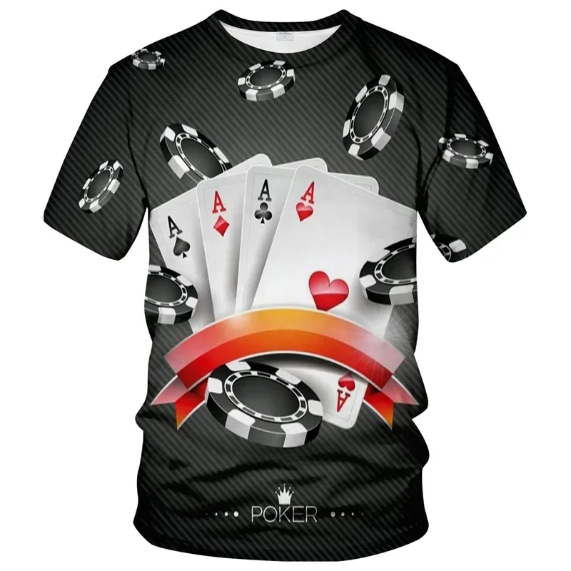 

Men's Novelty Funny T-Shirt 3D Print Poker Cards Graphic T Shirts For Men Casual Short Sleeve Tee Tops Streetwear Mens Clothes