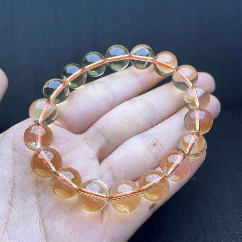 10MM Natural Brazilian citrine Bracelet Handmade Crystal Quartz Jewelry Stretch Bangle Children Birthday Gift 1pcs