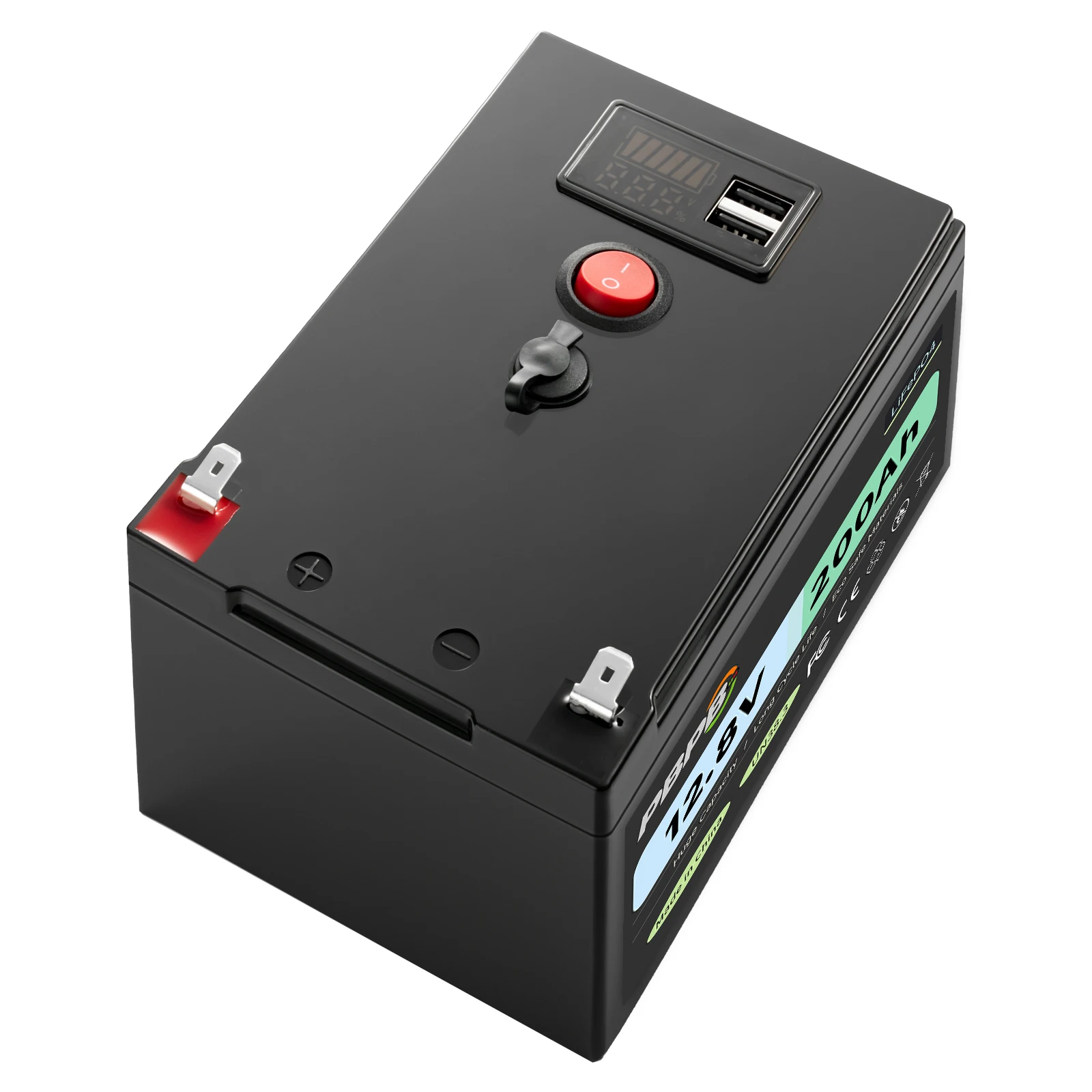 12.8V 200Ah LiFePO4 Lithium Battery with 100A BMS,Low-Temp Protection,2000+ Cycles  for LED power supply, electric wheelchair