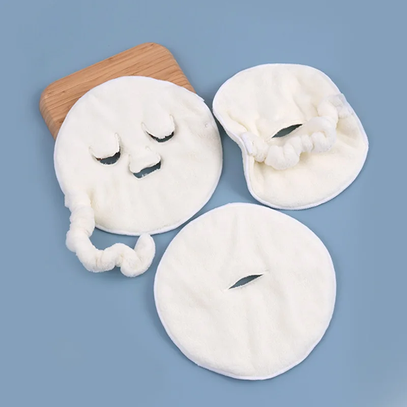 Face Towel Hot and Cold Mask Wash Face Double Thickened Plain Weave Soft Absorbent Beauty Fit Facial Round Towel Household Towel