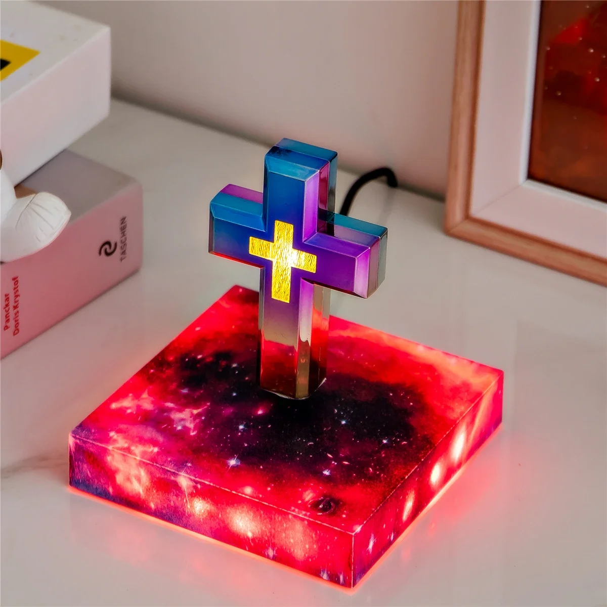 Magnetic Levitating Cross Floating Christian Cross Bible Base Levitating Cross Floating Light For Home Decoration