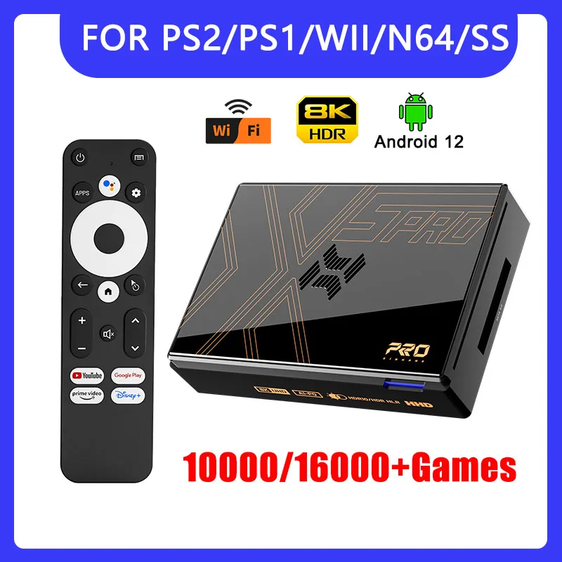 Kinhank Super Console X5 PRO Retro Video Game Consoles Plug and Play 4T with 16000 Games for PS2/WII/SS/DC/N64 Android 12 TV Box