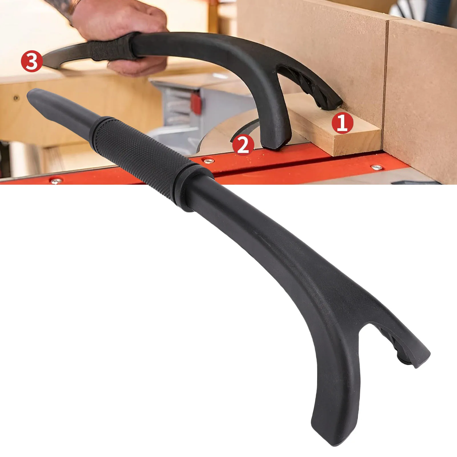 

Рукоятка-толкатель для торцовочной пилы с эргономичной ручкой и вилочным дизайном, для настольной пилы, для деревообработки, безопасная рукоятка-толкатель для деревообработки