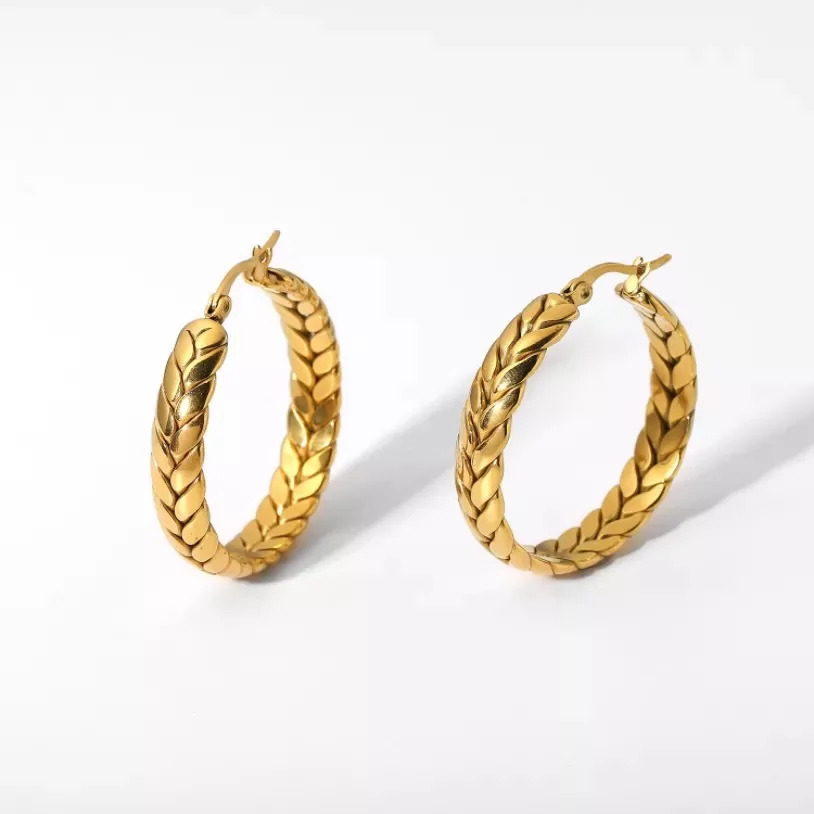 316L Stainless Steel New Fashion Fine High-end Jewelry Wheat Ear Shape Interweaving Circle Hoop Earrings For Women jewelry