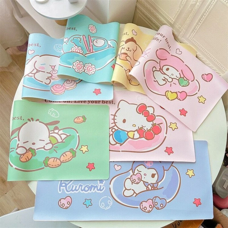 

Kawaii Hello Kitty Meal Mat Cute Cartoon Student Stainproof Writing Mat Desktop Decoration Women Products Student Wholesale