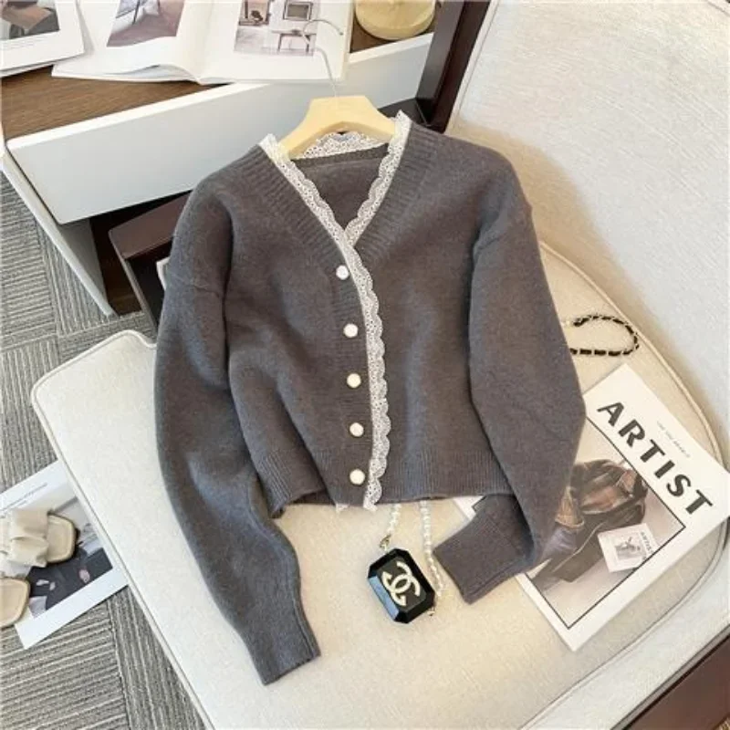 Fashion Woman Blouses 2023 Knitted V-Neck Long Sleeve Autumn Winter Commuter Loose Casual Solid Color Button Sweaters Cardigan