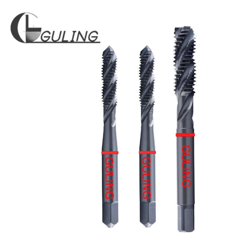 GULING HSSE Red Ring Metric Spiral Fluted Tap Pointed M2 M3 M4 M5 M6 M8 M10 M12M14 M16 M18 M24 Machine Screw Thread Taps