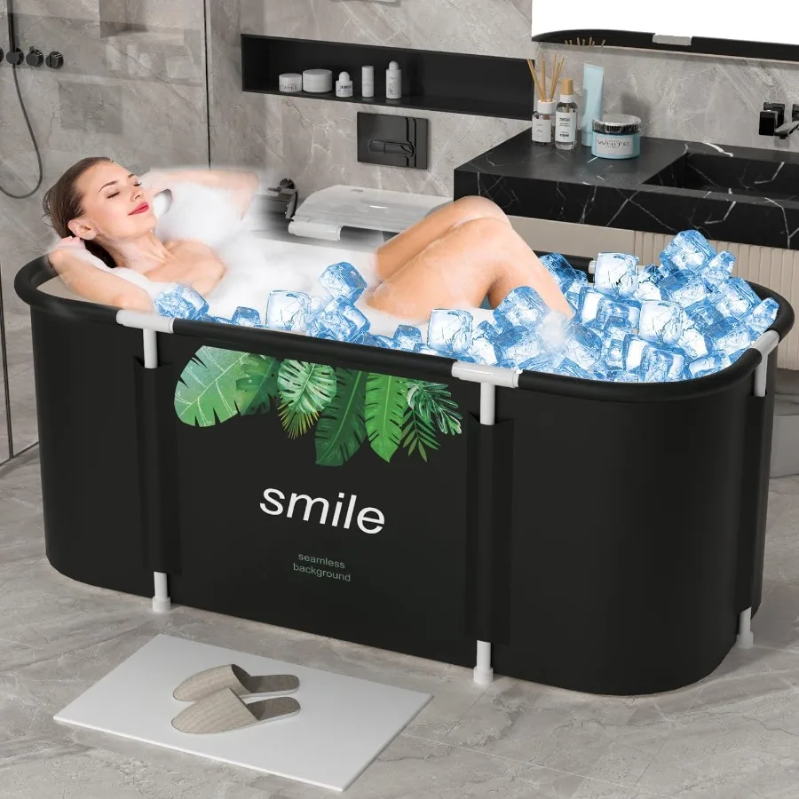 Bañera portátil para puesto de ducha, bañera grande plegable de 45 pulgadas para remojo para adultos, baño familiar separado, SPA japonés C
