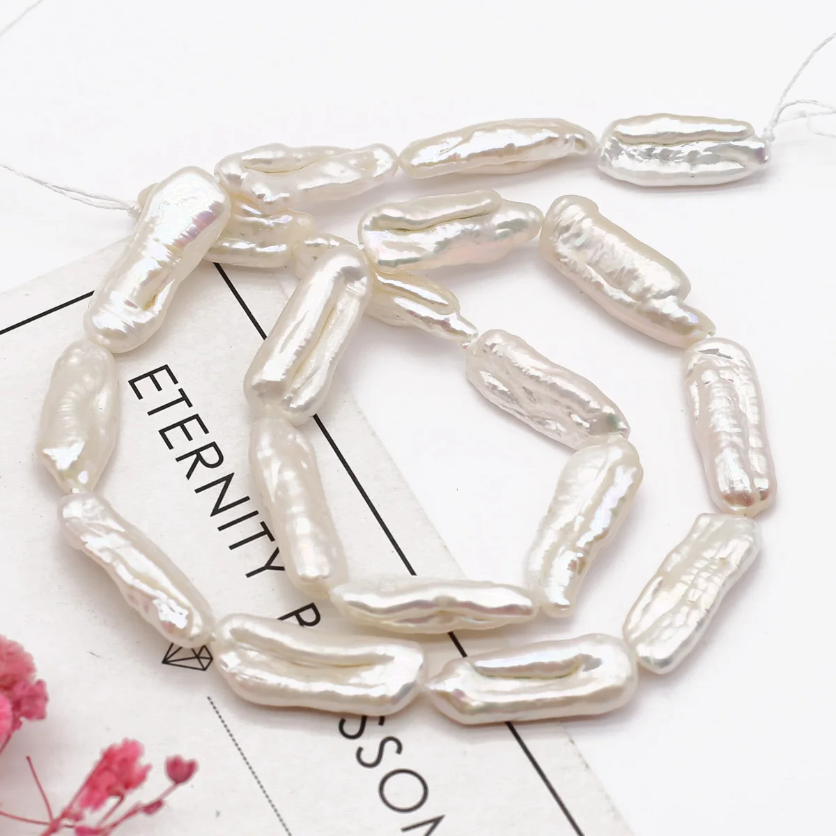 100% Baroque Natural Freshwater Pearl Bead Long Strip Punch Beads for Diy Making Baroque Earring Necklace Jewelry