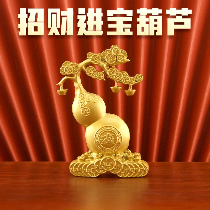 Gourd ornaments, fortune-attracting ingots, office living room desktop decorations, blessings prosperity, housewarming and o