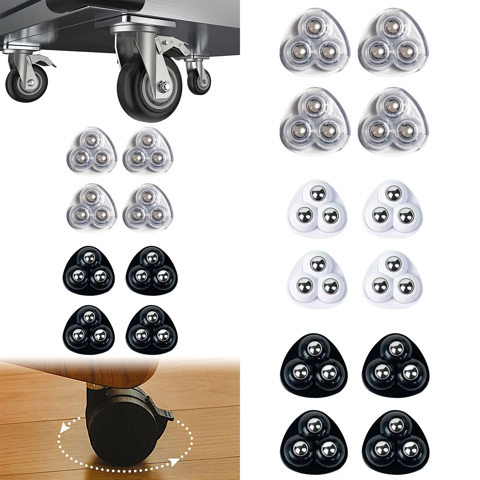 4 Pieces Self Adhesive Caster Wheel Pulley for Small Appliances Storage Bin