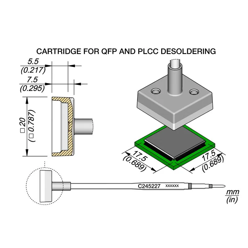 

JBC Universal Handle Dedicated C245 Series QFP Desoldering Iron Head C245223/C245224/C245227/C245315