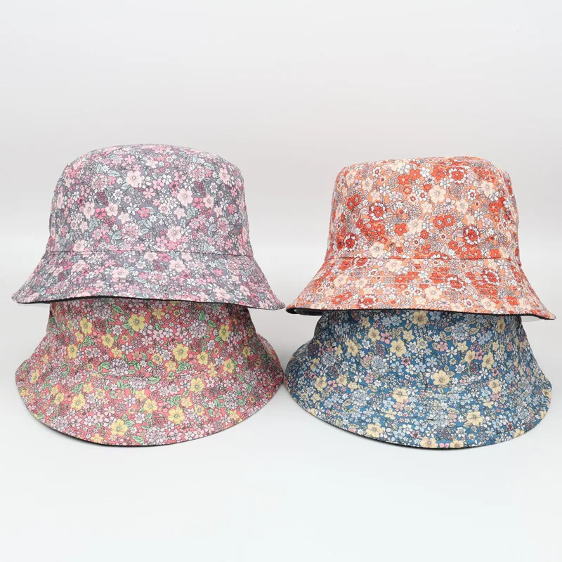 Kleiner doppelseitiger Fischerhut mit Blumenmuster, Retro-Sonnenhut im japanischen Stil für Damen, Sonnenschutz im Freien, Garteneimerhut