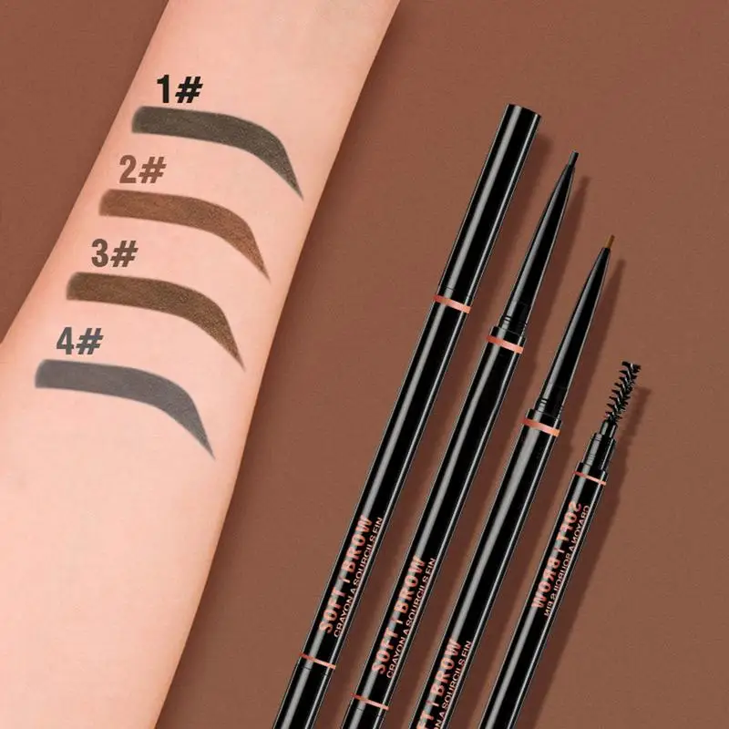 Microblading Eyebrow Pen 2 In 1 Waterproof Eyebrow Pencil And Eyebrow Brush,Professional Long-lasting Eyes Liner Makeup Tool