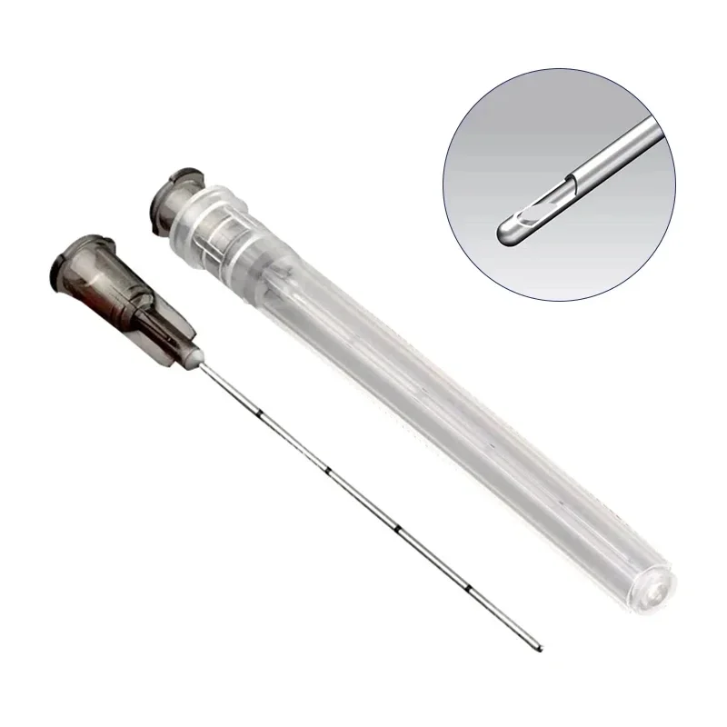 Medical sterile blunt headed microcatheter needles for injection of hyaluronic acid fillers