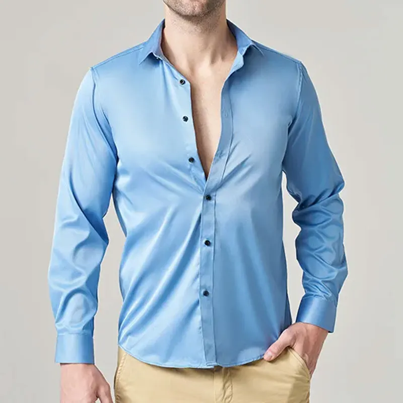 

New American size men's long sleeve shirt non-ironing formal high quality business casual breathable plus size slim fashion