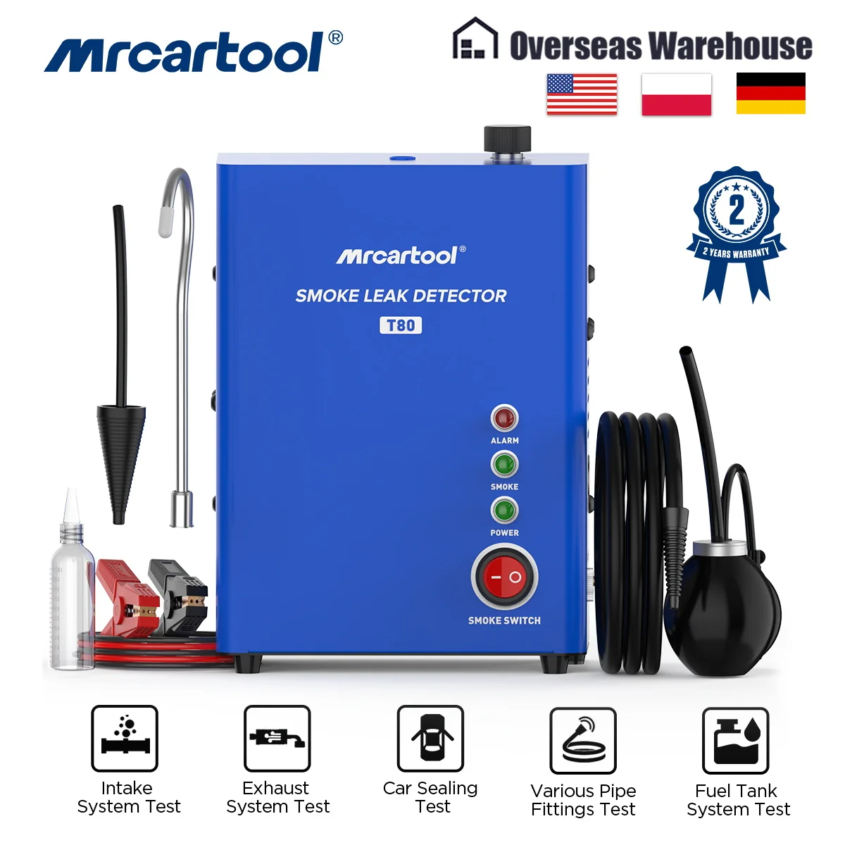 

MR CARTOOL T80 Car Smoke Machine Leak Detector with Pump EVAP Pipe Leak Locator Smoke Diagnostic Tool for Motorcycle