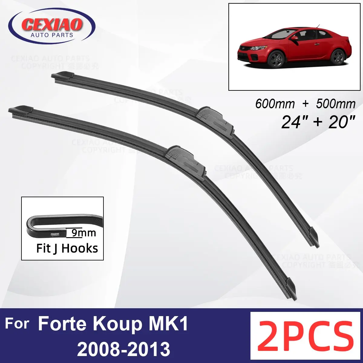 

Car Wiper For KIA Forte Koup MK1 2008-2013 Front Wiper Blades Soft Rubber Windscreen Wipers Auto Windshield 24"+20" 600mm 500mm