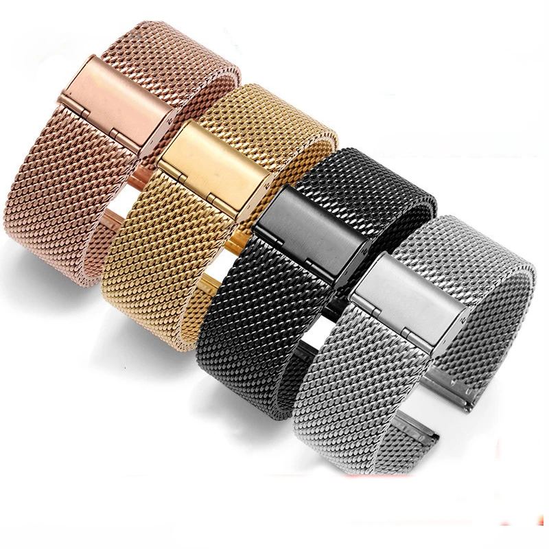 16mm 18mm 20mm 22mm 24mm Universal Stainless Steel Watch Band Metal Mesh Strap WristBand Bracelet Replacement Milanese Watchband image 3