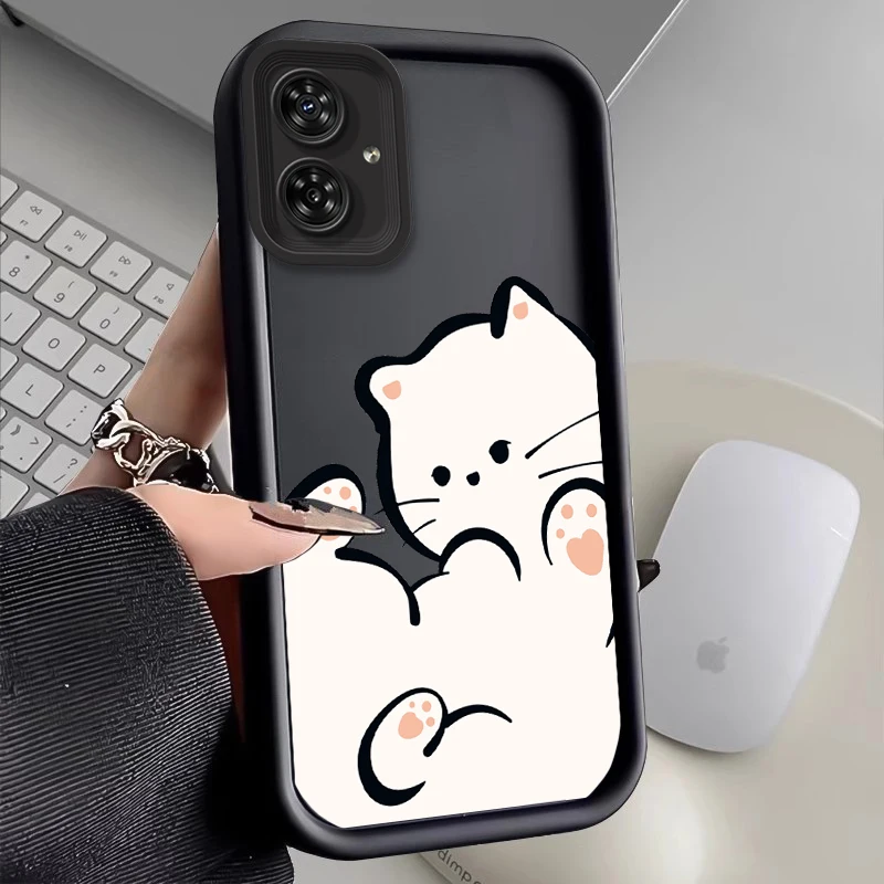 G54 Black and White Cat New Sky Eye Phone Case For Motorola Moto G54 G24 G30 G34 G53 G84 E40 G54Power E22i E32 E13 E22 E30 Cover