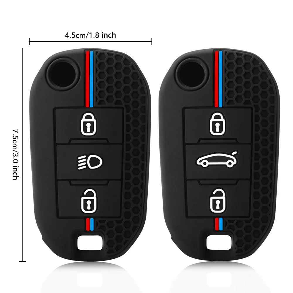 Silicone Flip Folding Key Fob Cover For Peugeot 208 2008 301 308 3008 RCZ 508 408 2008 307 Case For Citroen C3 C4 Berlingo