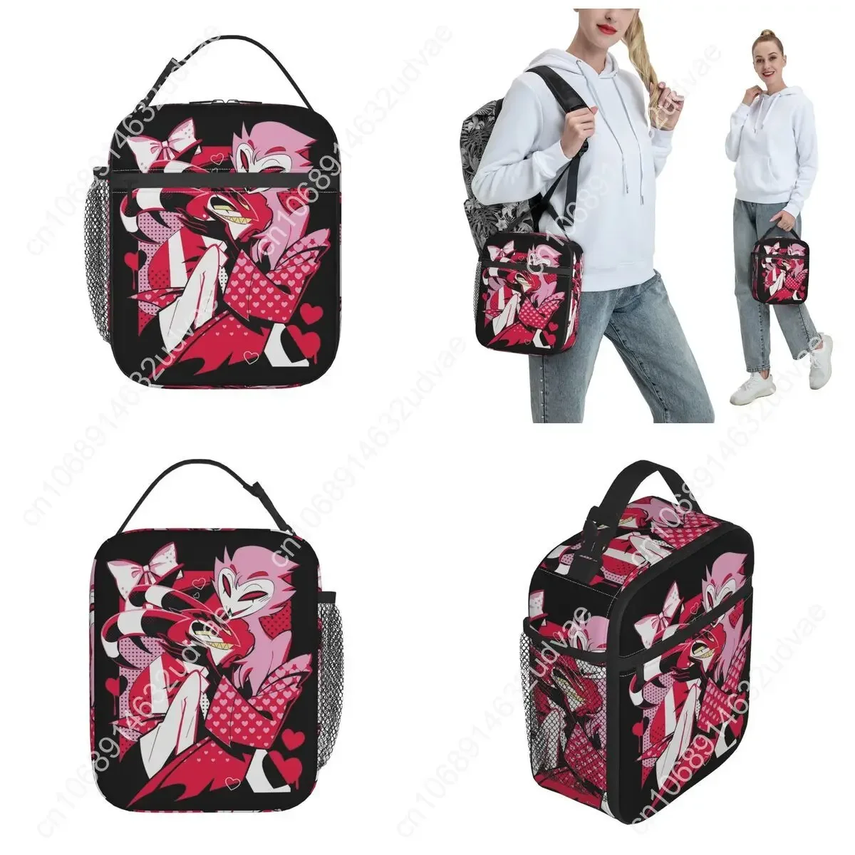 Helluva Boss Cartoon Insulated Lunch Bag Blitzo x Stolas Food Container Portable Cooler Thermal Lunch Box For Travel