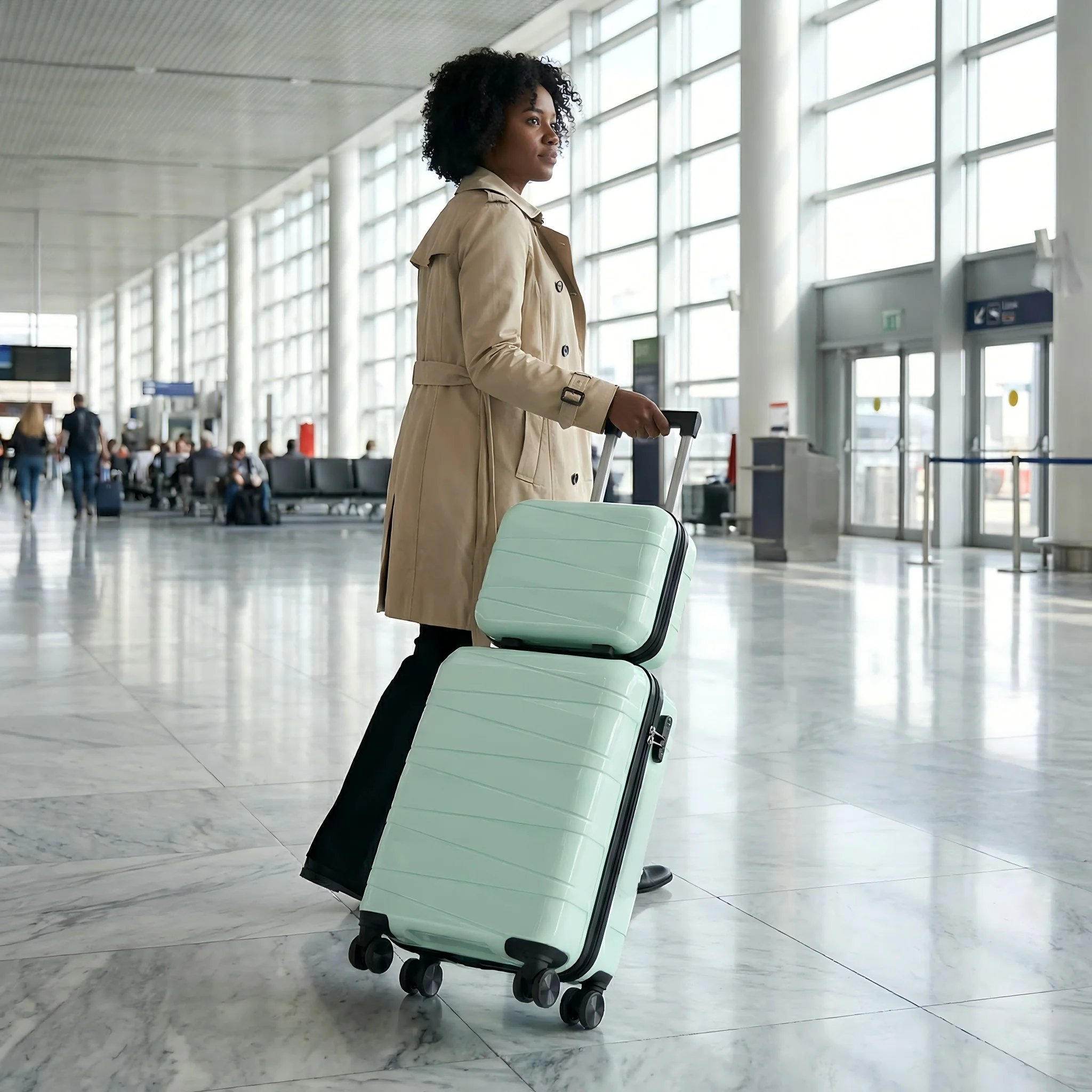 This Set Includes A 20-Inch PP Softshell Carry-On Suitcase And A 14-Inch PP Softshell Cosmetic Bag. Features Silent Swivel Wheels For 360° Rotation, A Durable And Wear-Resistant Patchwork Design, Making It The Perfect Choice For Business Trips Or Travel.