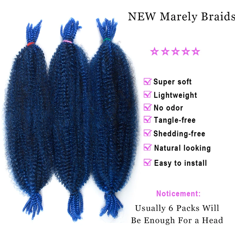 Springy Afro Twist Crochet Hair sintetico Fluffy Marley intrecciare i capelli Pre Fluffed Spring Twist Hair per Spring Twist nero blu