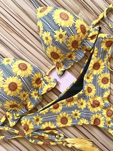 Imagen 2 del producto RUOTONGSEPT-Conjunto de Bikinis con estampado Sexy para mujer, traje de baño Bandage de dos piezas, Bikini brasileño, ropa de playa, novedad de 2023