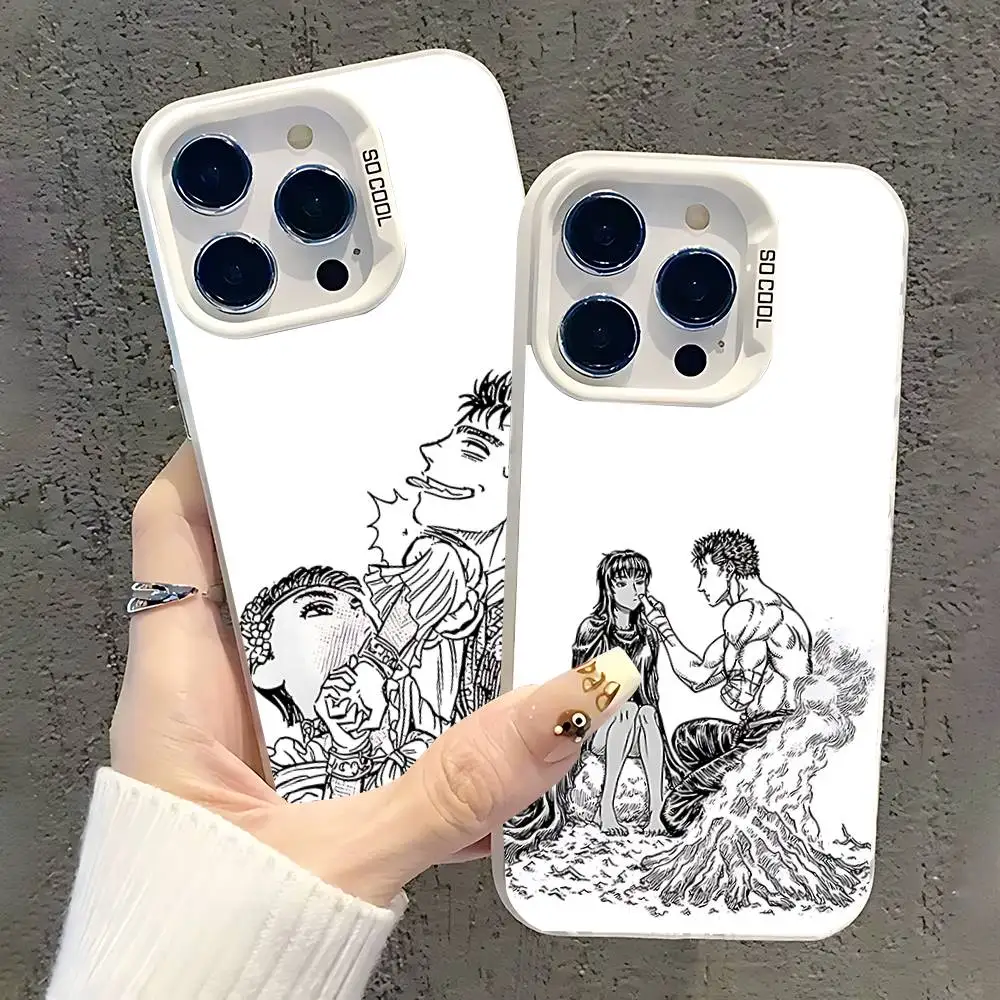 

Comic B-Berserk Guts Casca Phone Case For iPhone 17,16,15,14,13,12,11,Pro,XS,Max,Plus,Mini,SE White Candy Matte Shockproof Cover