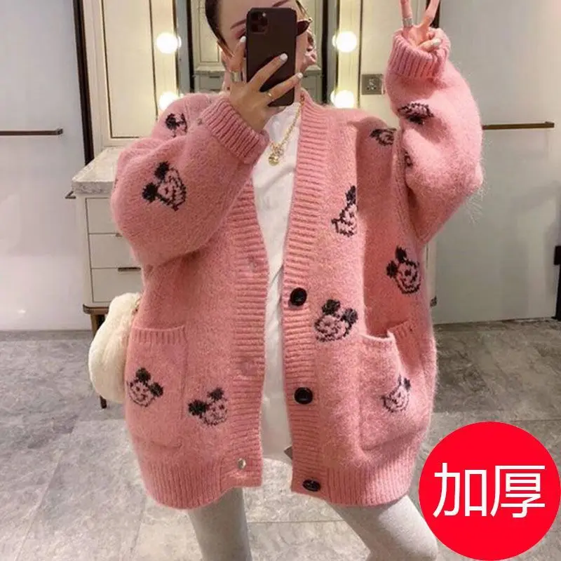 

Fashion and Leisure Women's Cardigan Sweater 2023 Autumn/winter New Knitted Cardigan Women's Loose and Age Reducing Coat