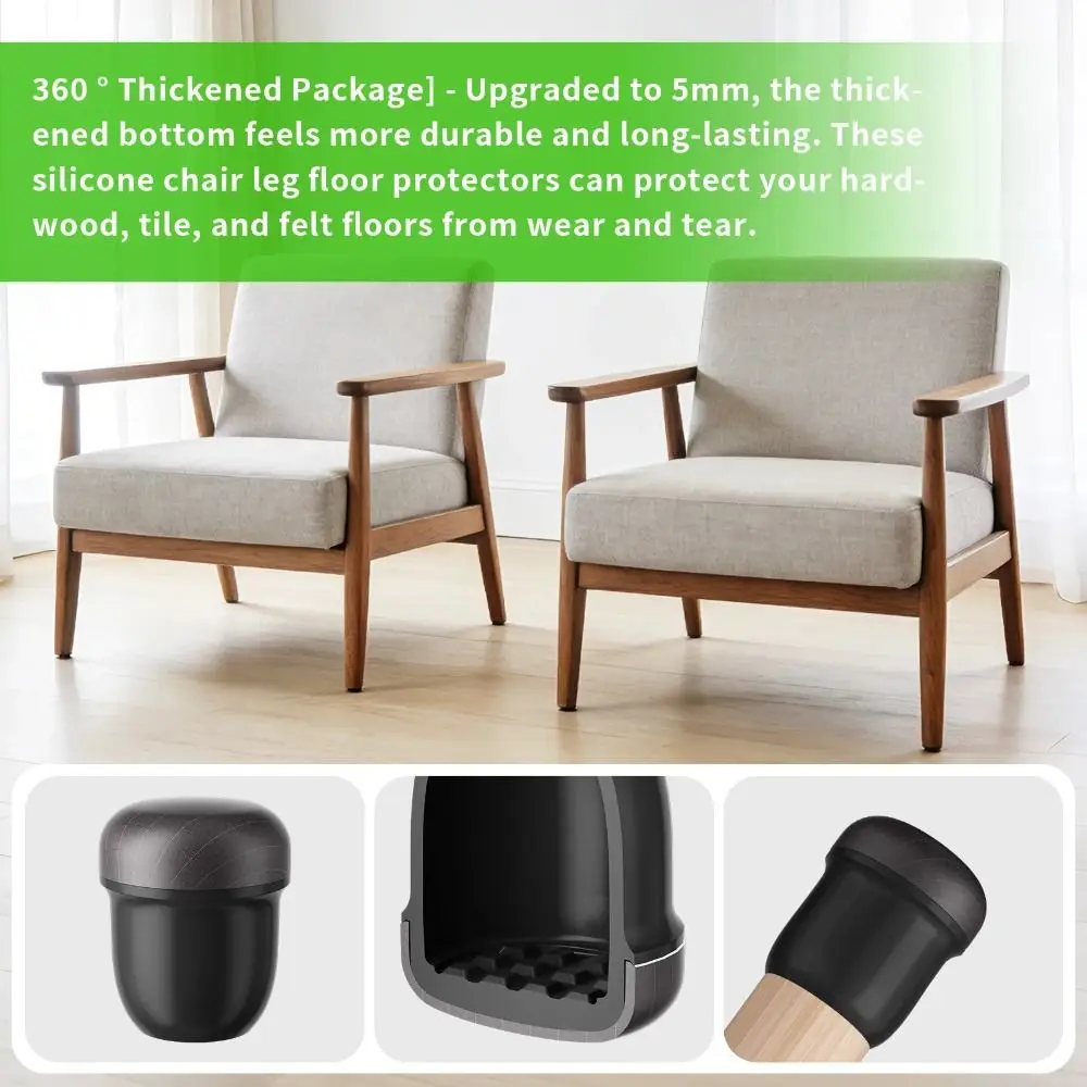 8pcs/bag Non Hair Sticking Silicone Furniture Leg Cover Anti Slip Silent Table Leg Protector Soft Wear Resistant Chair Foot Pad