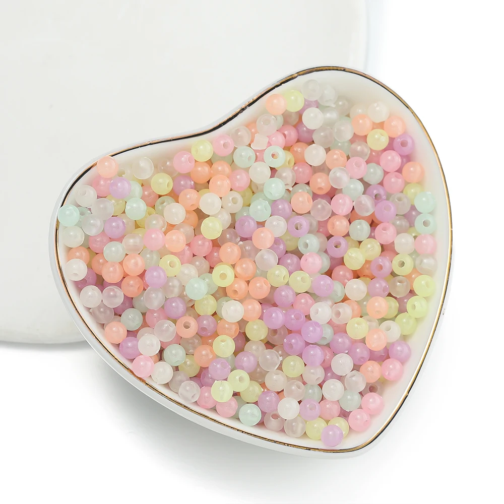 

4mm 20g Luminous Acrylic Round Beads Glow In The Dark Loose Spacer Bead for Jewellery Marking DIY Necklace Bracelet